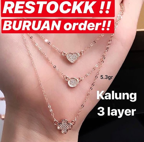 Detail Kalung Emas 3 Layer Nomer 9