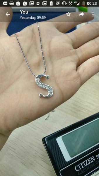 Detail Kalung Emas Putih Huruf S Nomer 47