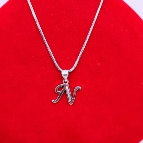 Detail Kalung Huruf Emas Putih Nomer 40