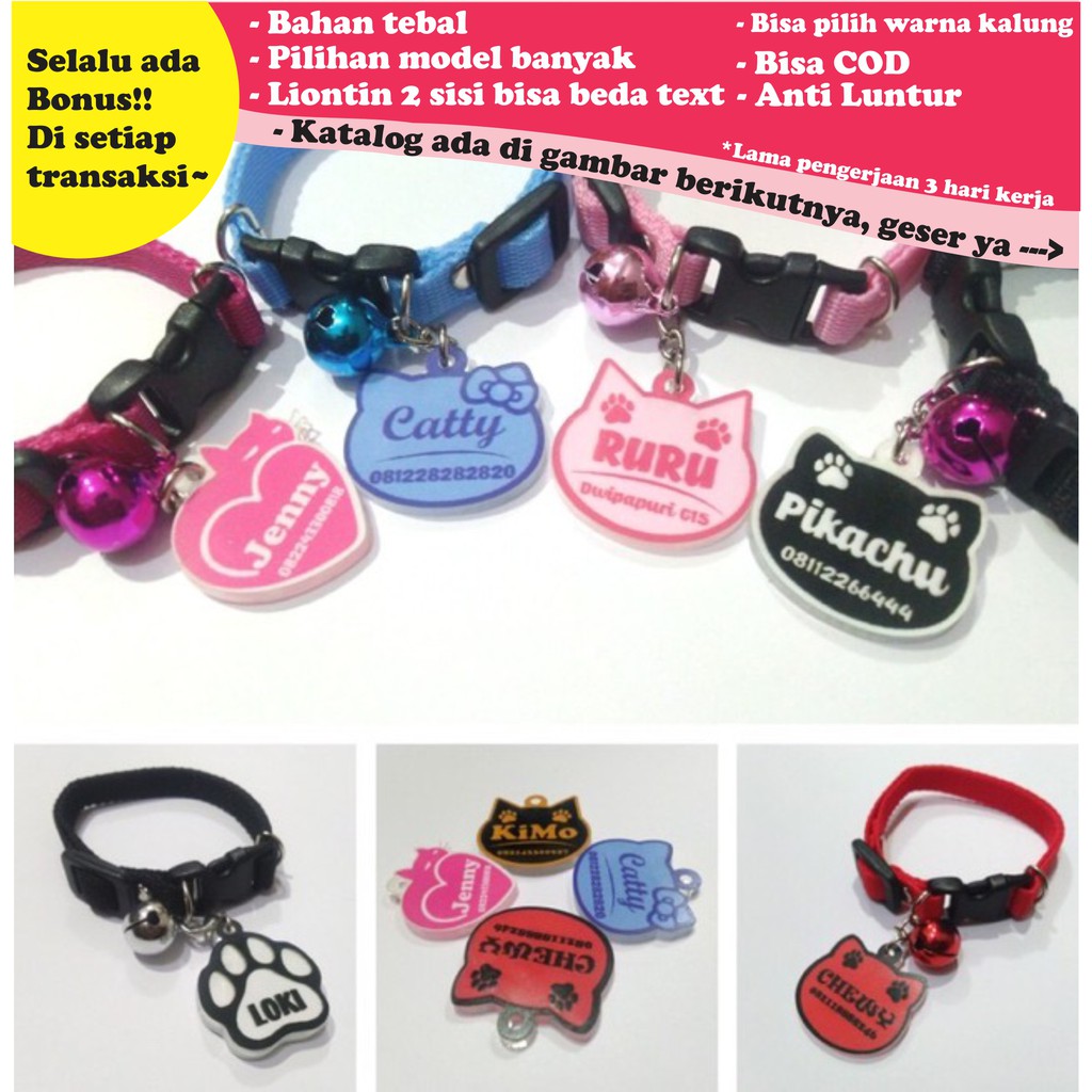 Detail Kalung Kucing Custom Nama Nomer 6