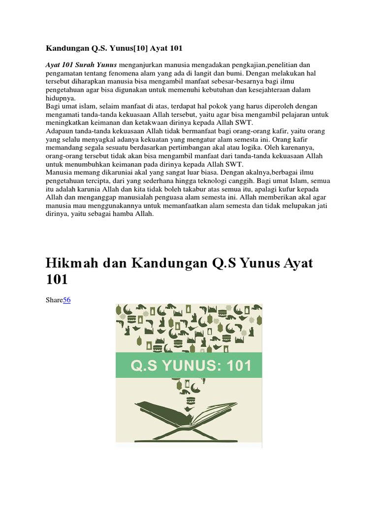 Detail Kandungan Quran Surat Yunus Ayat 101 Nomer 14