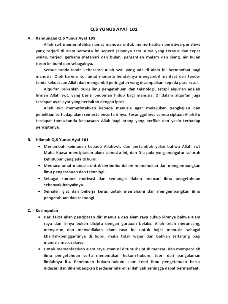 Detail Kandungan Quran Surat Yunus Ayat 101 Nomer 15