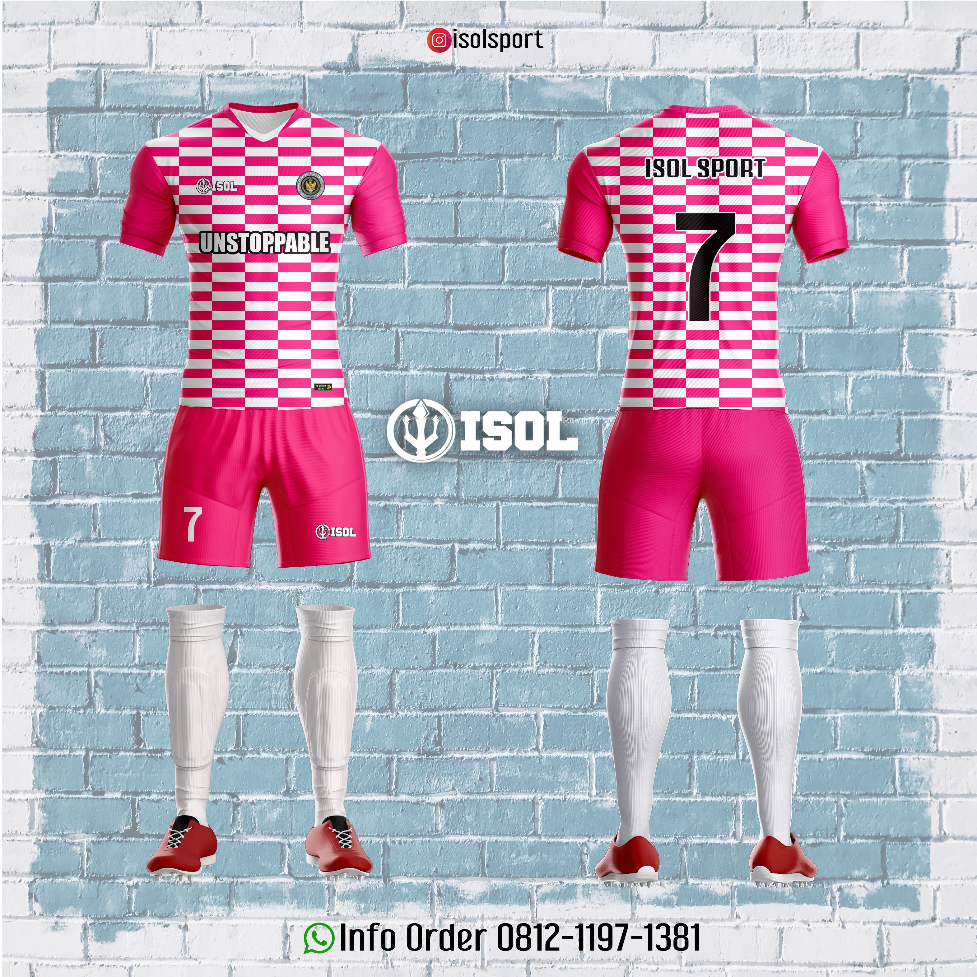 Detail Kaos Futsal Warna Pink Nomer 25
