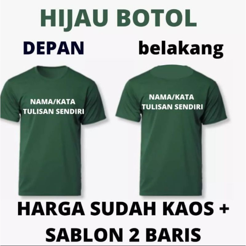 Detail Kaos Hijau Botol Depan Belakang Nomer 37