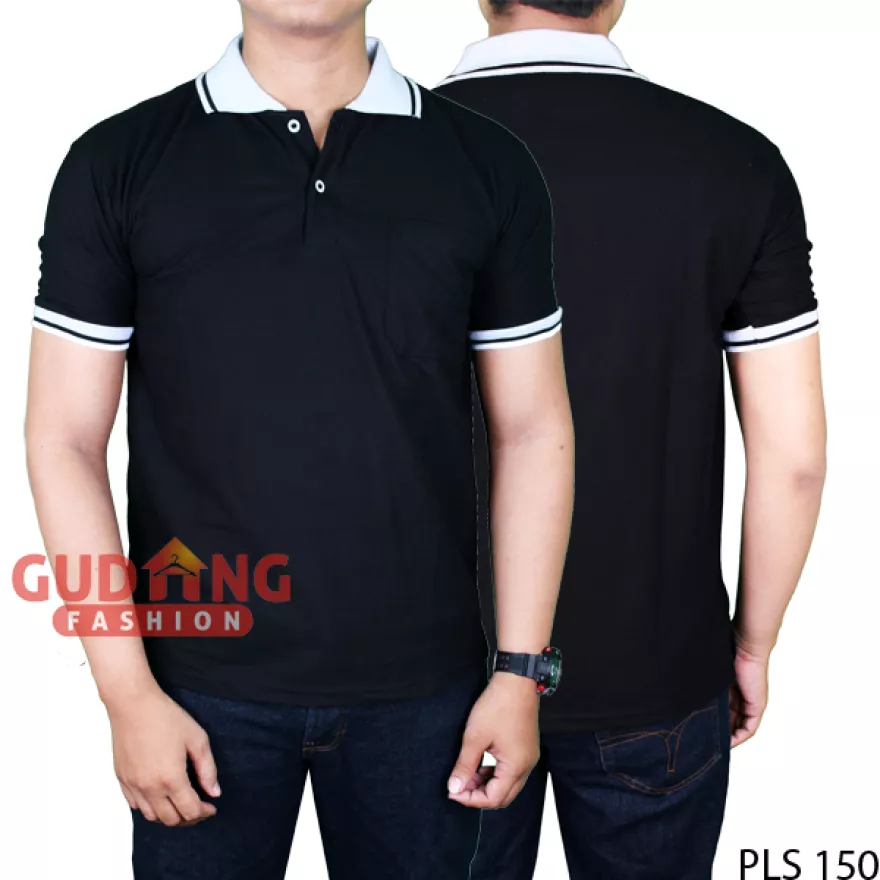 Detail Kaos Kerah Hitam Polos Depan Belakang Nomer 28