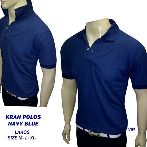 Detail Kaos Kerah Polos Biru Dongker Depan Belakang Nomer 19