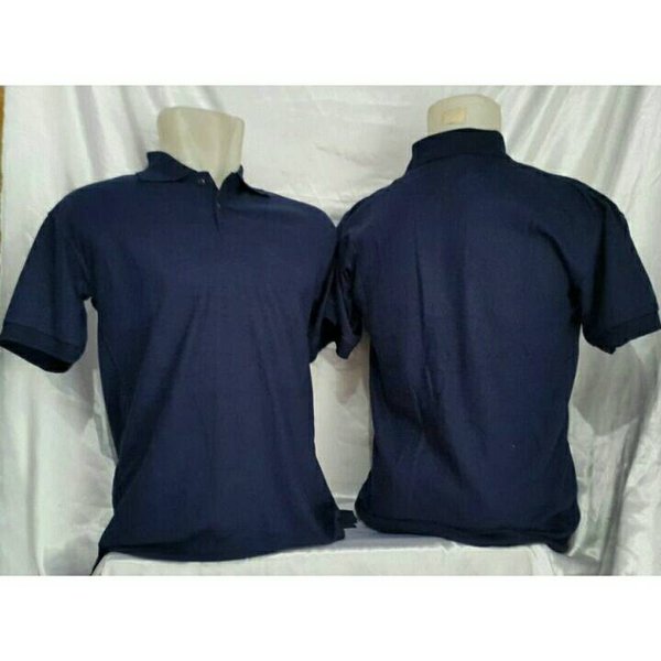 Detail Kaos Kerah Polos Biru Dongker Depan Belakang Nomer 3