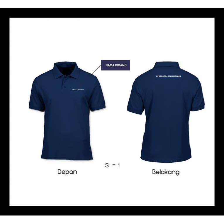 Detail Kaos Kerah Polos Biru Dongker Depan Belakang Nomer 29