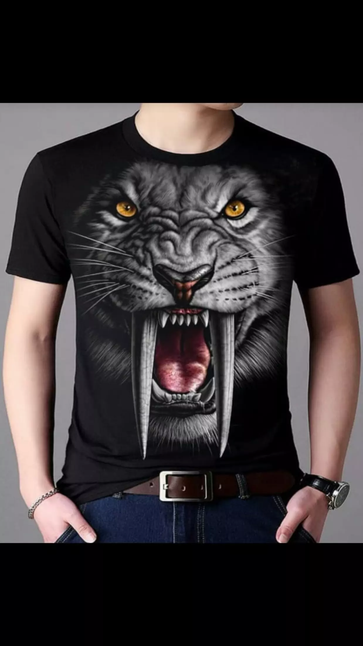 Detail Kaos Macan Putih Nomer 34