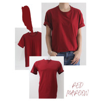 Detail Kaos Merah Maroon Polos Depan Belakang Nomer 55