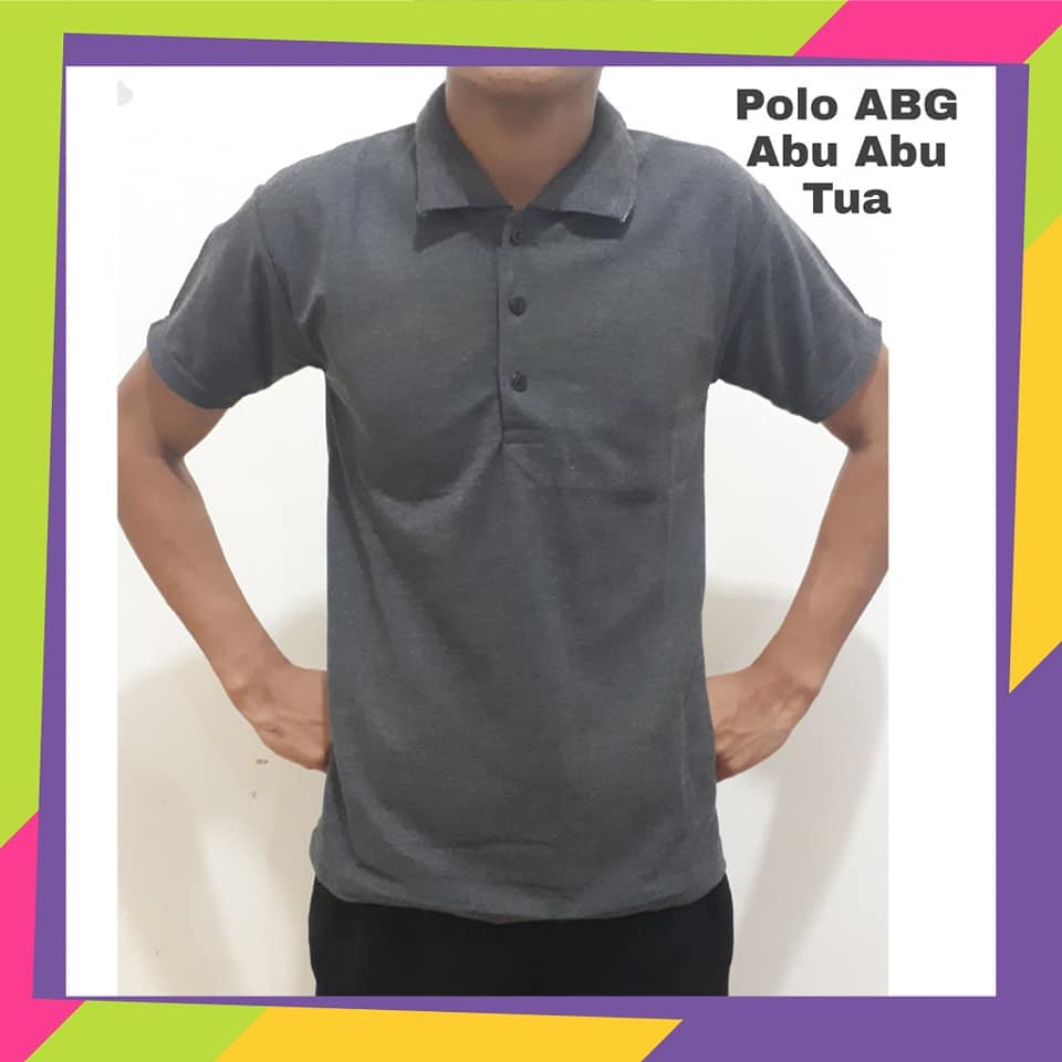 Detail Kaos Polo Abu Tua Nomer 27