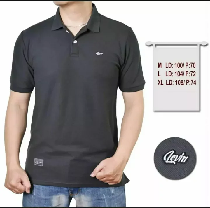 Detail Kaos Polo Abu Tua Nomer 45