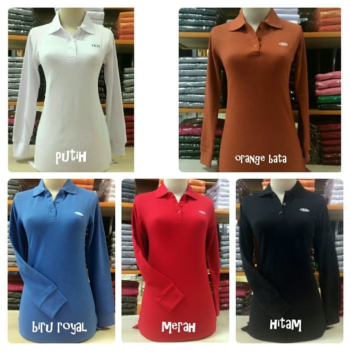 Detail Kaos Polo Lengan Panjang Berkerah Wanita Nomer 9