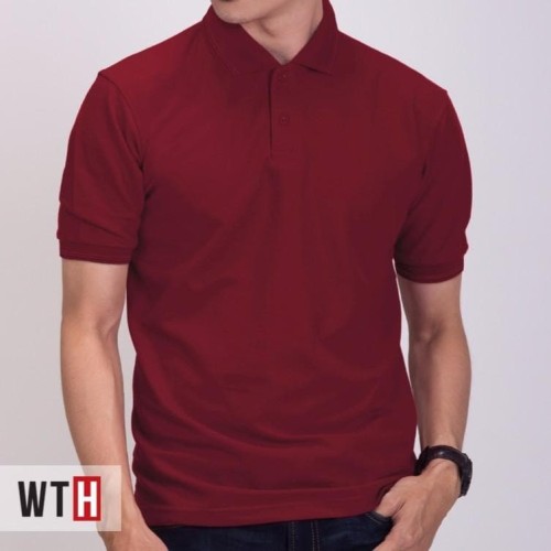 Detail Kaos Polo Merah Maroon Depan Belakang Nomer 42