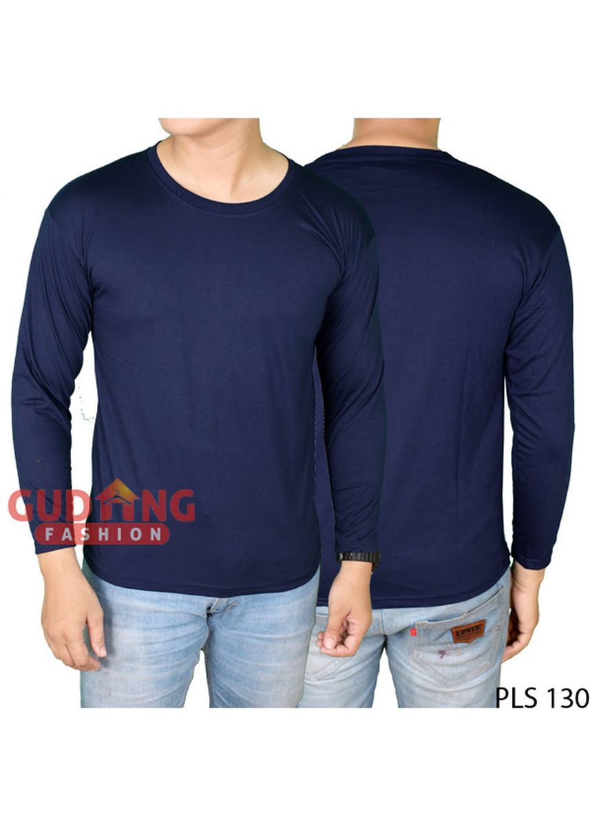 Detail Kaos Polos Biru Dongker Lengan Panjang Nomer 17