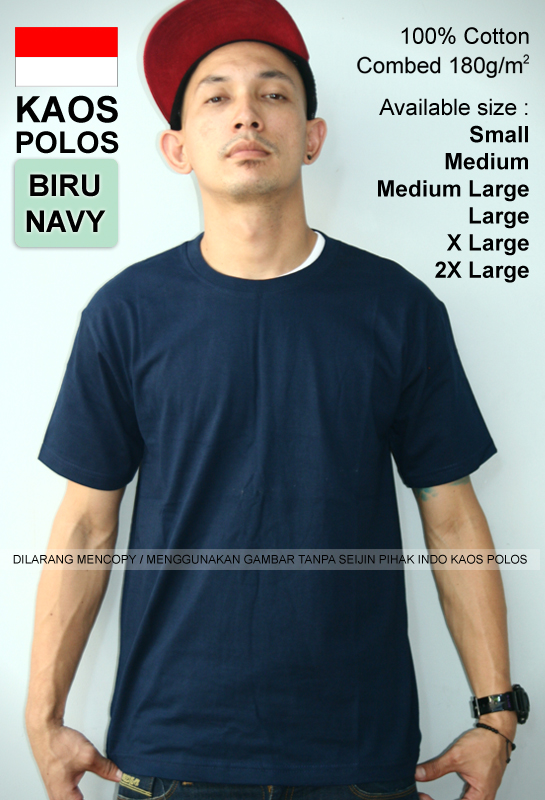 Detail Kaos Polos Biru Navy Nomer 47