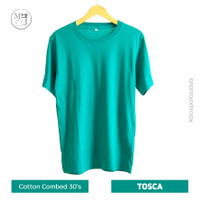 Detail Kaos Polos Hijau Tosca Depan Belakang Nomer 45