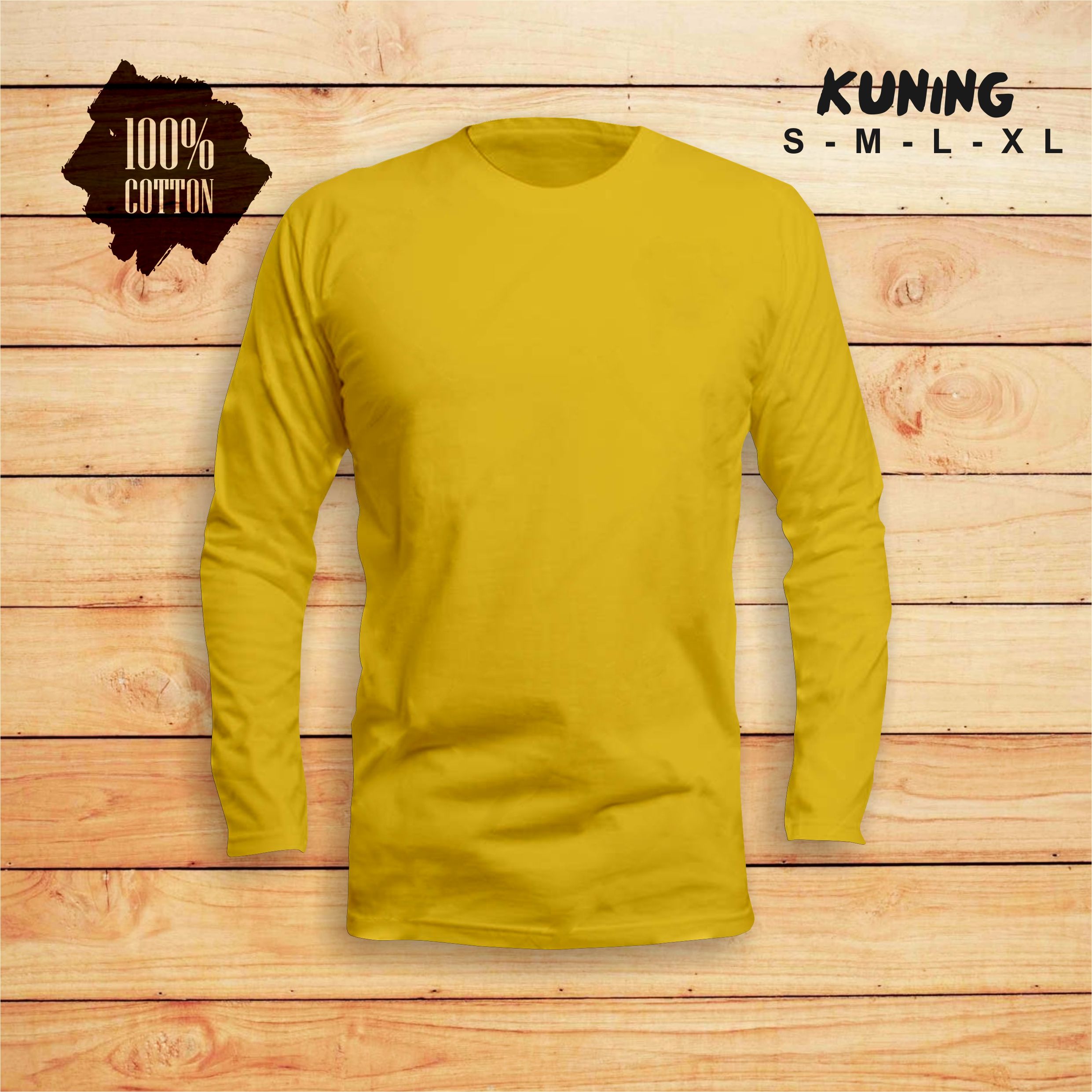 Detail Kaos Polos Kuning Lengan Panjang Depan Belakang Nomer 18