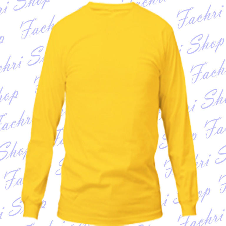 Detail Kaos Polos Kuning Lengan Panjang Depan Belakang Nomer 3