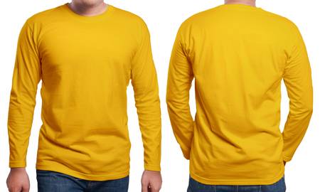 Detail Kaos Polos Kuning Lengan Panjang Depan Belakang Nomer 5