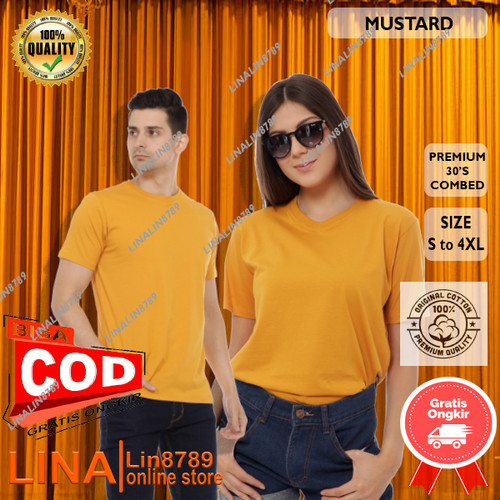 Detail Kaos Polos Kuning Mustard Depan Belakang Nomer 51