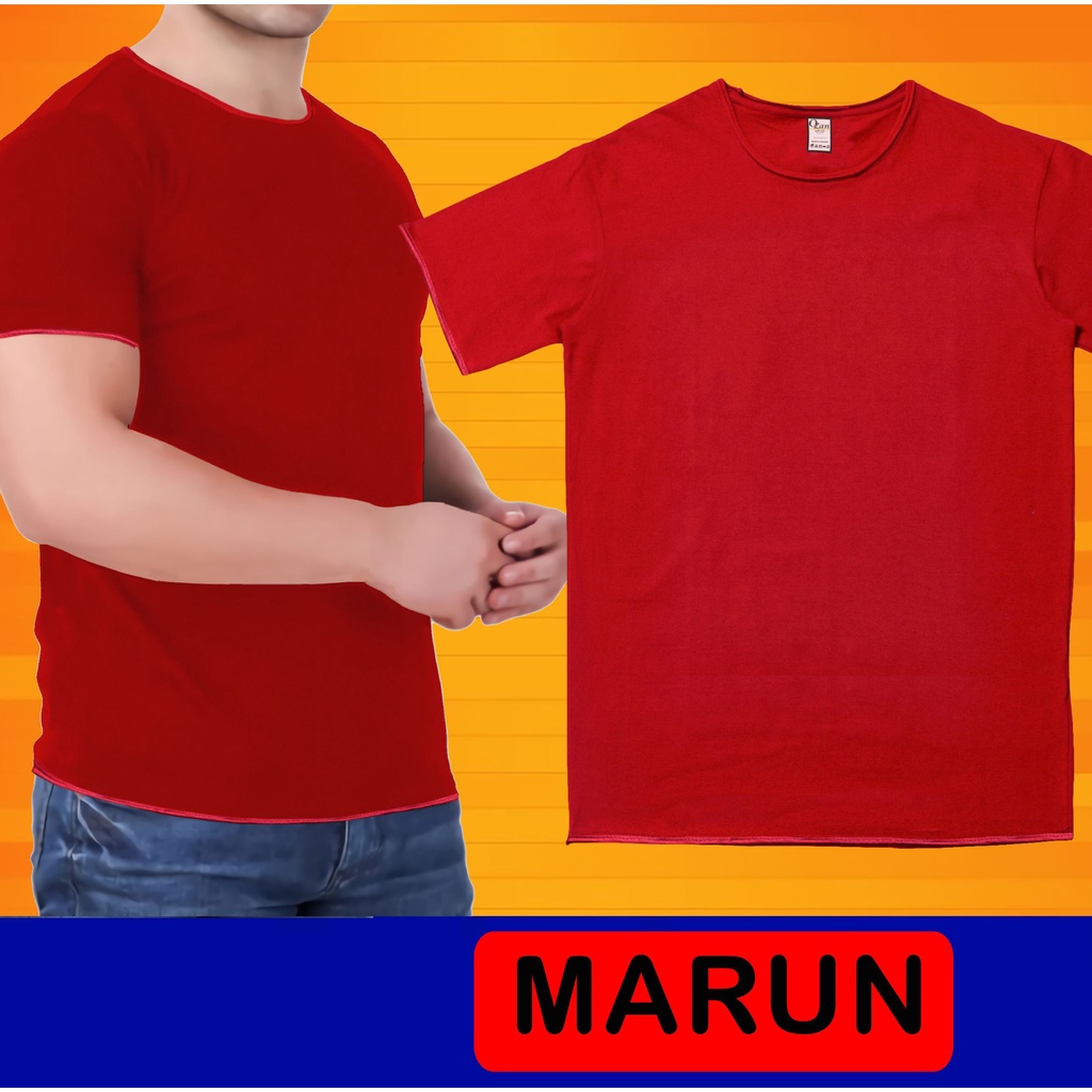 Detail Kaos Polos Merah Maroon Depan Belakang Untuk Desain Nomer 36