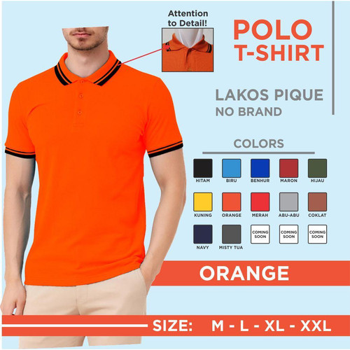 Detail Kaos Polos Orange Belakang Nomer 20