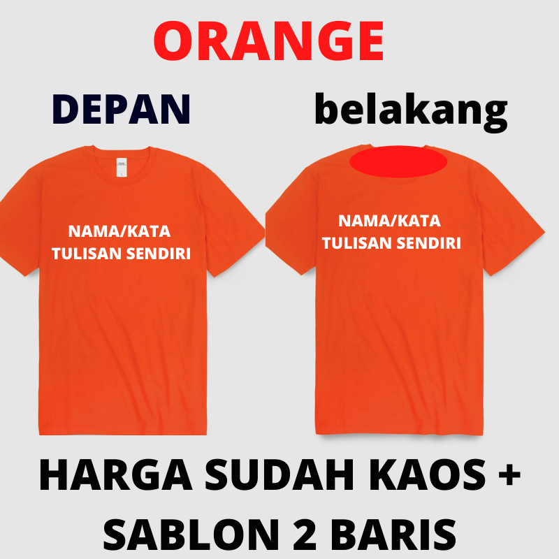 Detail Kaos Polos Orange Belakang Nomer 47