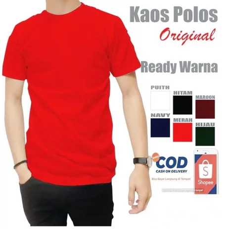 Detail Kaos Polos Warna Merah Depan Belakang Nomer 30