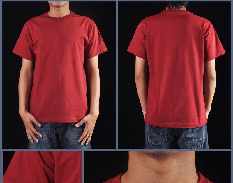 Detail Kaos Polos Warna Merah Maroon Depan Belakang Nomer 22