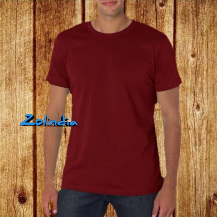 Detail Kaos Polos Warna Merah Maroon Depan Belakang Nomer 26