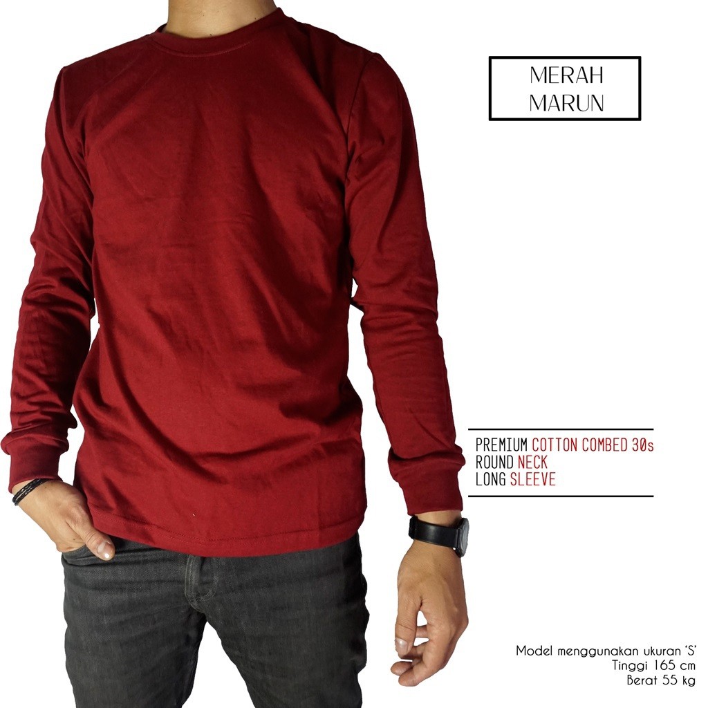 Detail Kaos Polos Warna Merah Maroon Depan Belakang Nomer 34