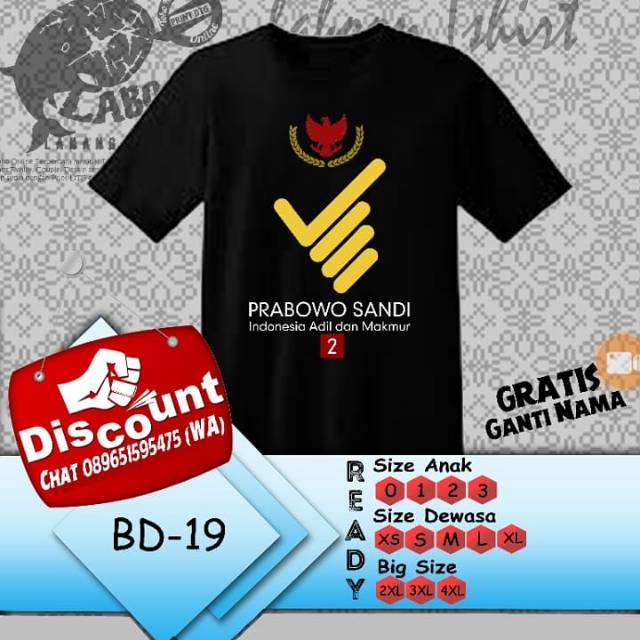 Detail Kaos Prabowo Sandi Nomer 42