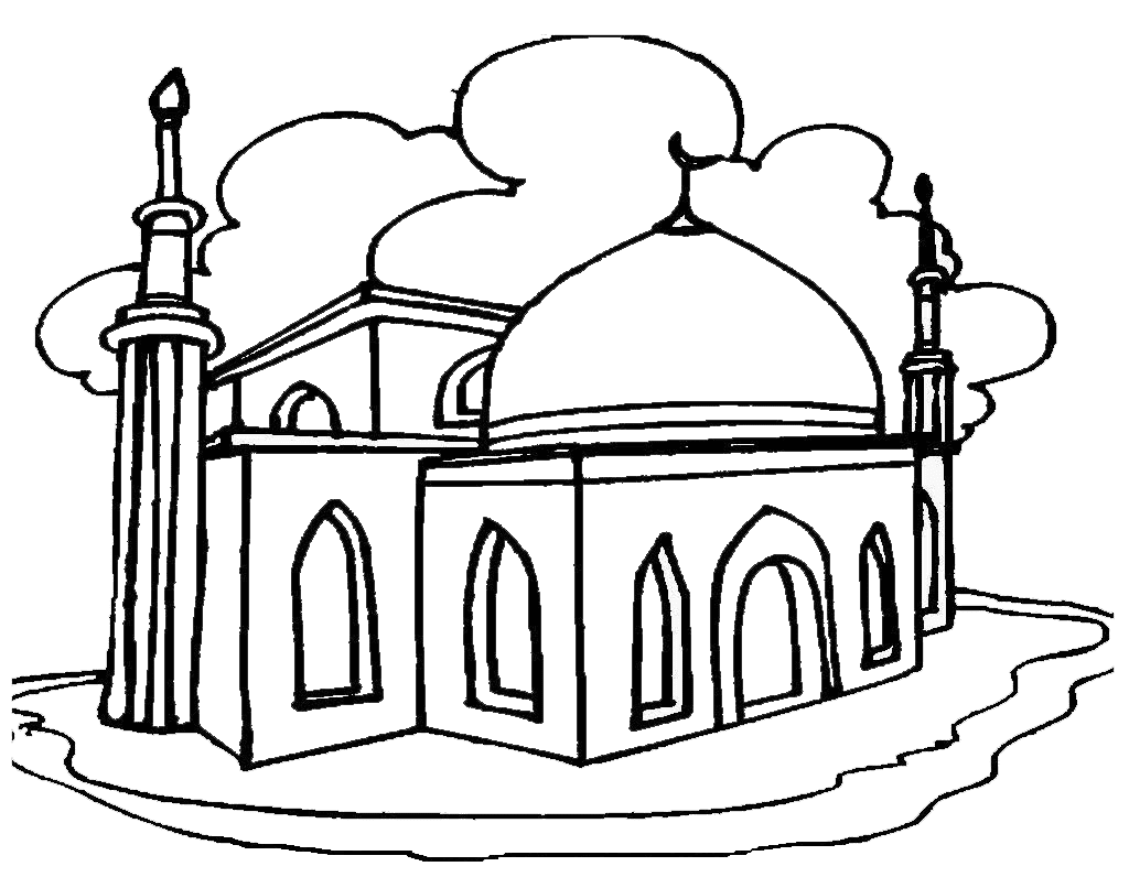 Detail Karikatur Masjid Hitam Putih Nomer 6