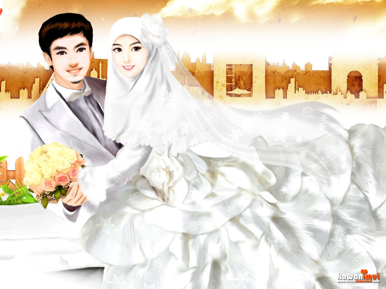 Detail Karikatur Pengantin Muslimah Nomer 29