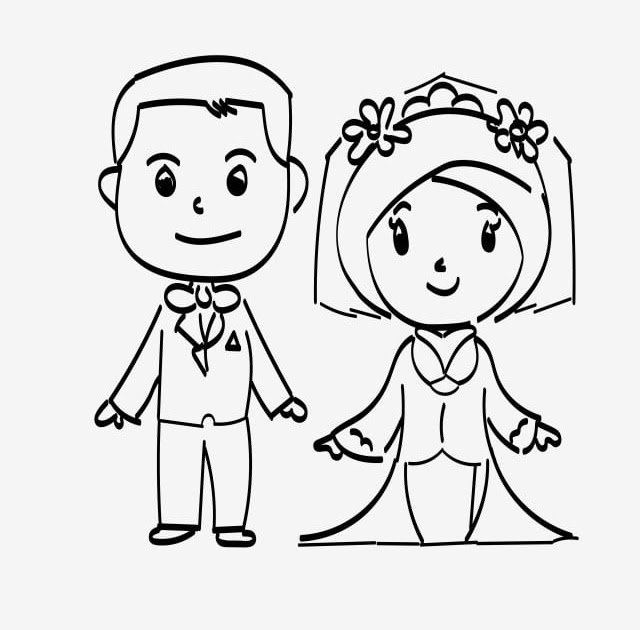 Detail Karikatur Pernikahan Muslim Hitam Putih Nomer 17