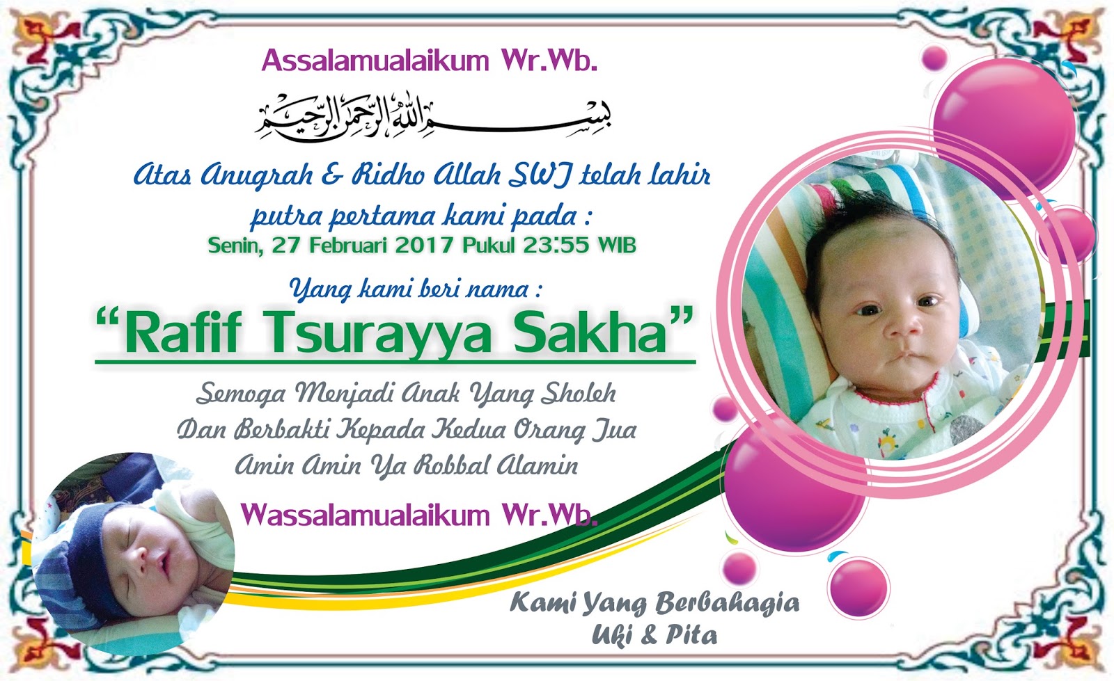 Detail Kartu Aqiqah Bayi Perempuan Nomer 43