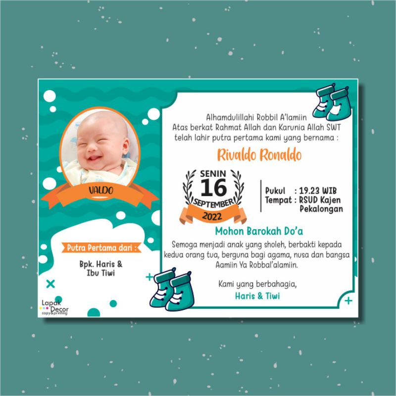 Detail Kartu Nama Bayi Baru Lahir Nomer 30