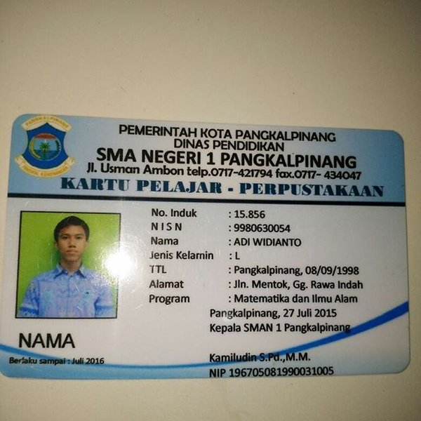 Detail Kartu Tanda Pelajar Nomer 18