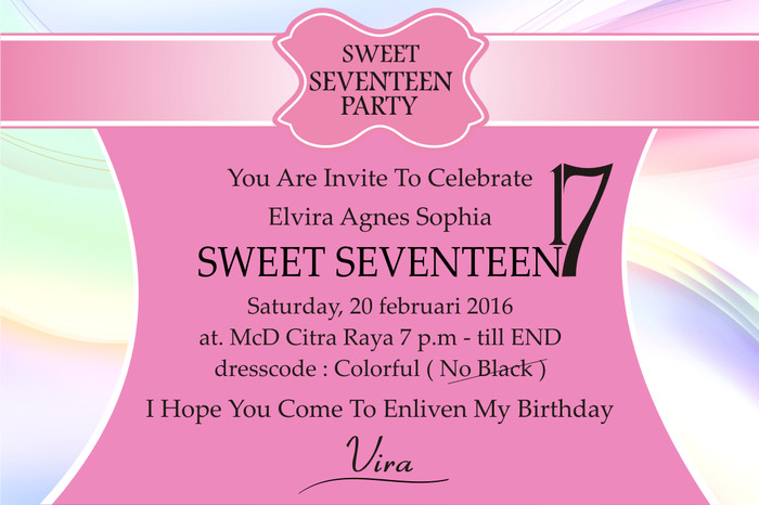 Detail Kartu Undangan Ulang Tahun Sweet Seventeen Nomer 25