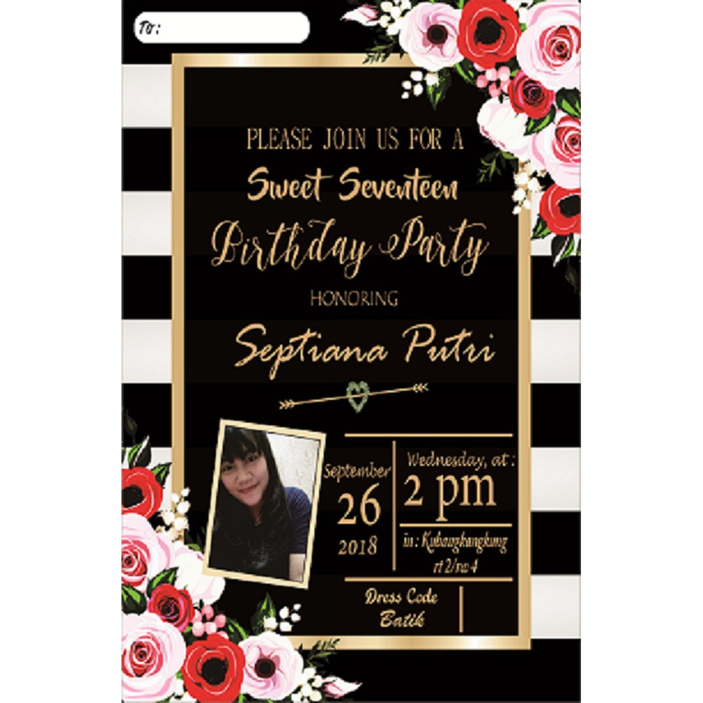 Detail Kartu Undangan Ulang Tahun Sweet Seventeen Nomer 30