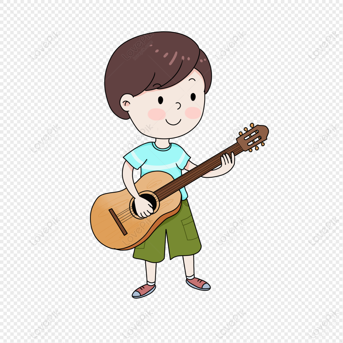 Detail Kartun Bermain Gitar Nomer 2