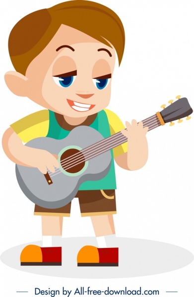 Detail Kartun Bermain Gitar Nomer 11