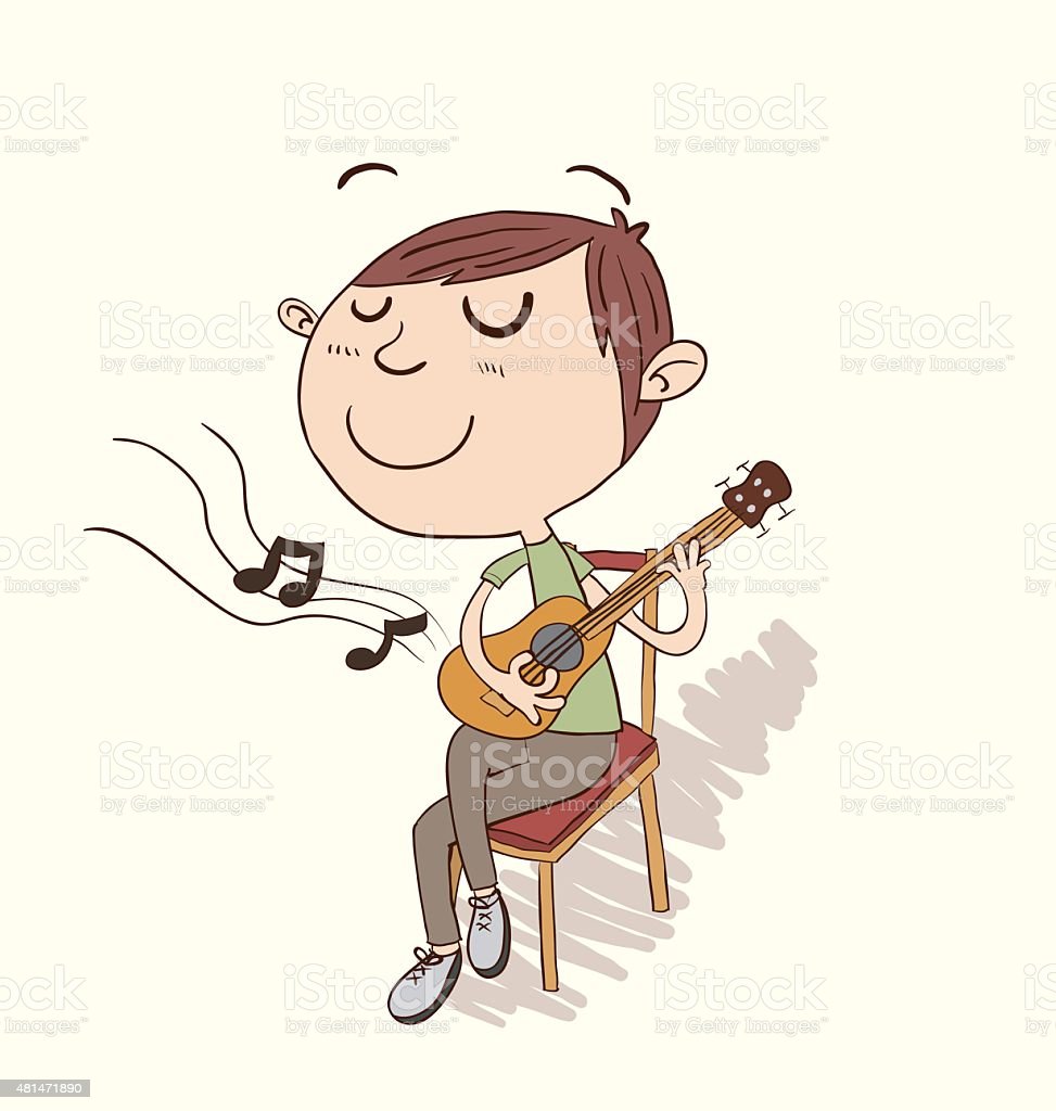 Detail Kartun Bermain Gitar Nomer 16