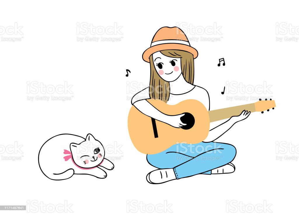 Detail Kartun Bermain Gitar Nomer 19