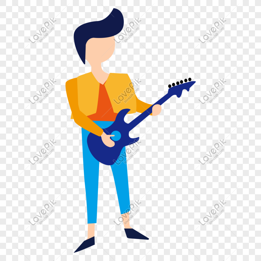 Detail Kartun Bermain Gitar Nomer 20