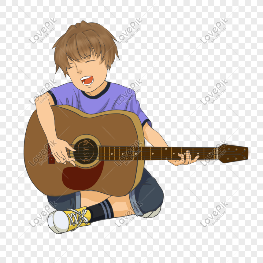 Detail Kartun Bermain Gitar Nomer 3