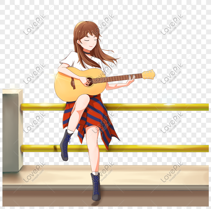 Detail Kartun Bermain Gitar Nomer 23