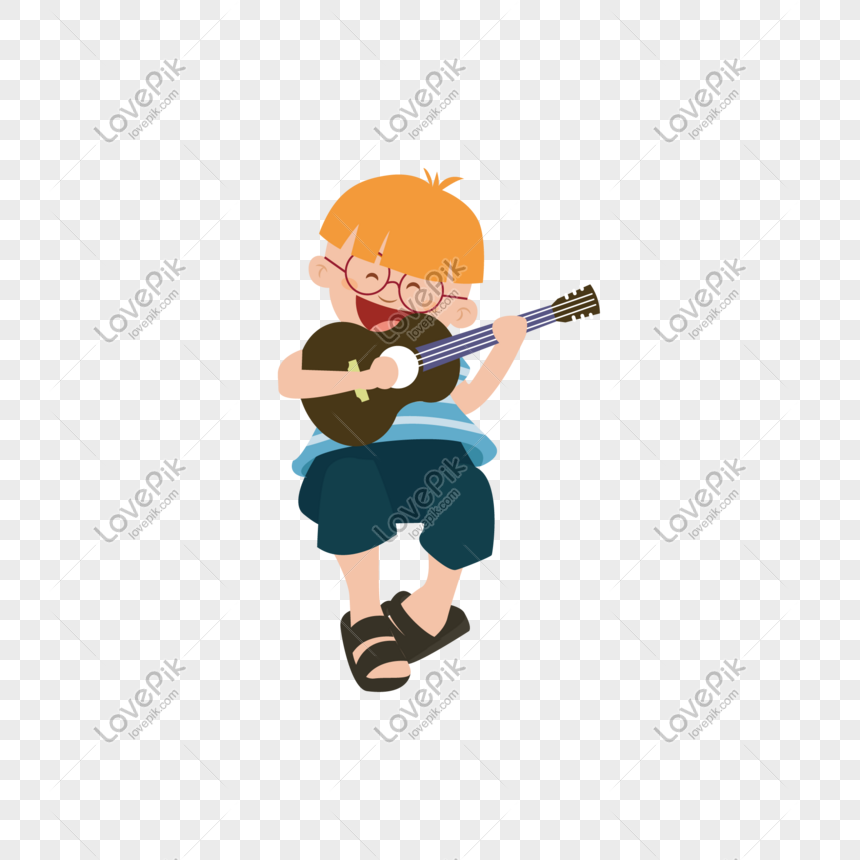 Detail Kartun Bermain Gitar Nomer 26