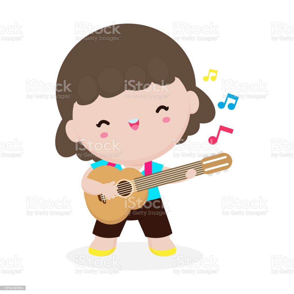 Detail Kartun Bermain Gitar Nomer 32